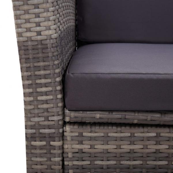 4-tlg. Garten-Lounge-Set mit Kissen Poly Rattan Grau