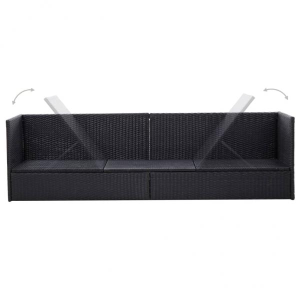 Garten-Sofabett mit Kissen Poly Rattan Schwarz