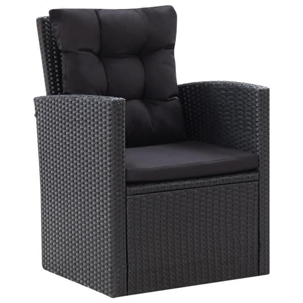 6-tlg. Garten-Lounge-Set mit Kissen Poly Rattan Schwarz