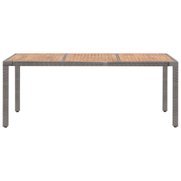 Gartentisch Grau 190x90x75 cm Poly Rattan und Akazie Massivholz