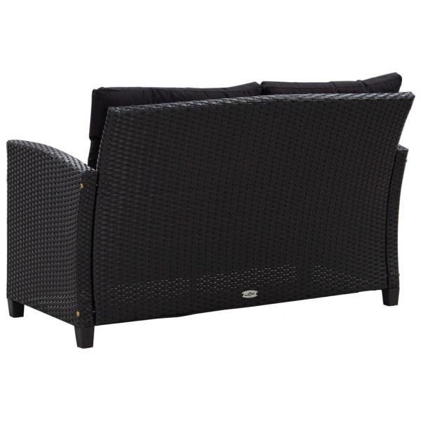 2-Sitzer-Gartensofa mit Kissen Schwarz 124 cm Poly Rattan