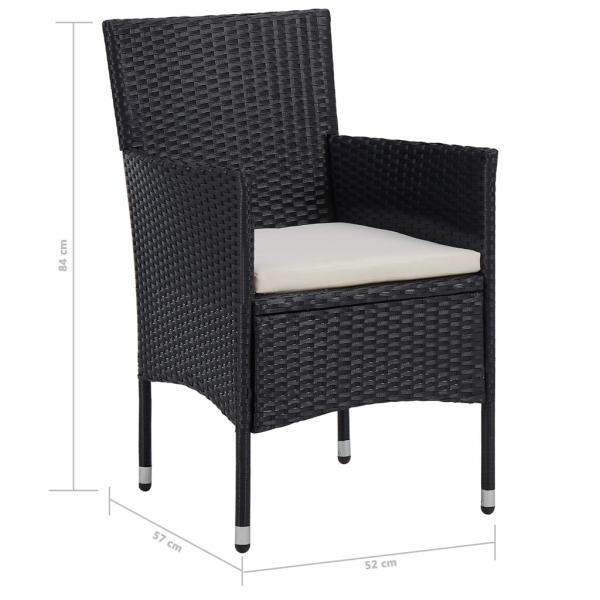 5-tlg. Garten-Essgruppe Schwarz Poly Rattan und Glas