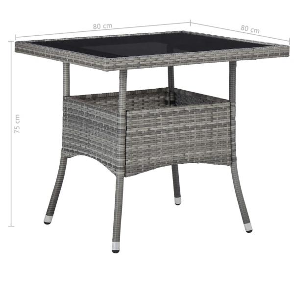 Garten-Esstisch Grau Poly Rattan und Glas