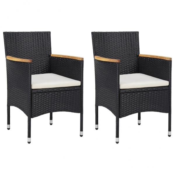 ARDEBO.de - Garten-Essstühle 2 Stk. Poly Rattan Schwarz