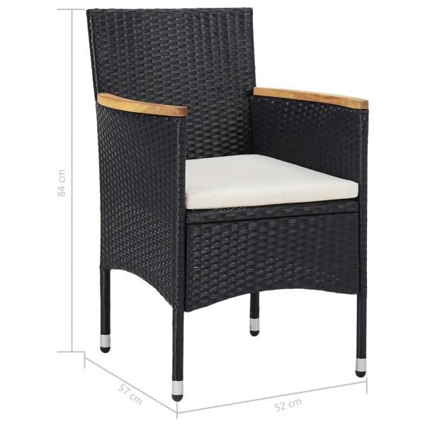 Garten-Essstühle 2 Stk. Poly Rattan Schwarz