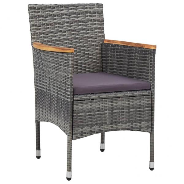 Garten-Essstühle 2 Stk. Poly Rattan Grau