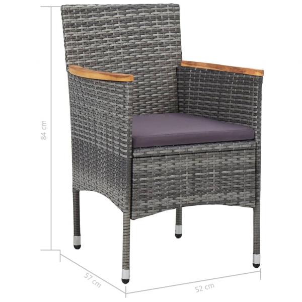 Garten-Essstühle 2 Stk. Poly Rattan Grau