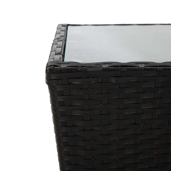 Beistelltisch Schwarz 41,5×41,5×43 cm Poly Rattan und Hartglas