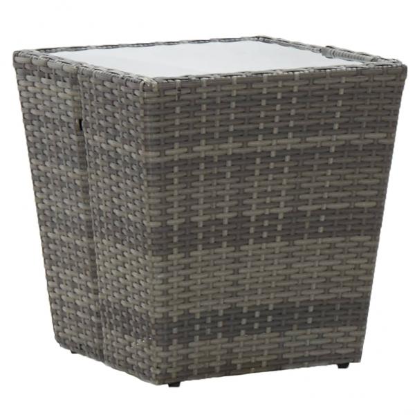 ARDEBO.de - Beistelltisch Grau 41,5x41,5x43 cm Poly Rattan und Hartglas