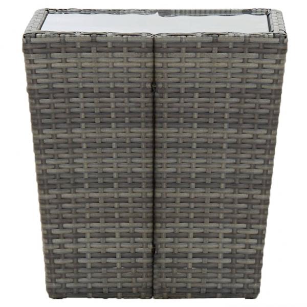 Beistelltisch Grau 41,5x41,5x43 cm Poly Rattan und Hartglas