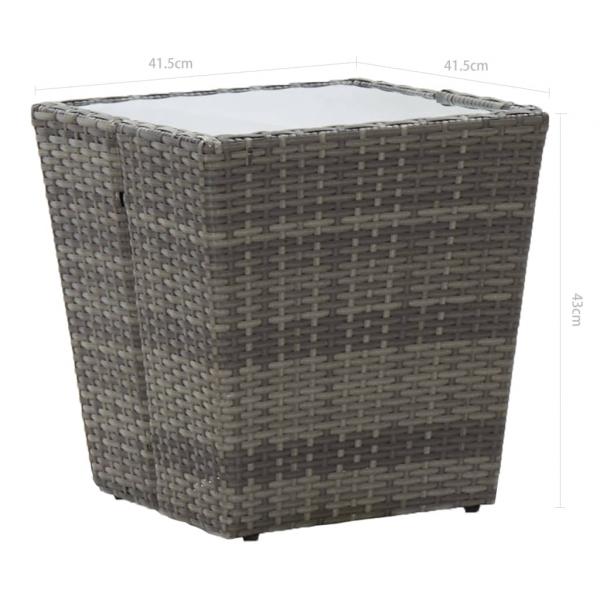 Beistelltisch Grau 41,5x41,5x43 cm Poly Rattan und Hartglas