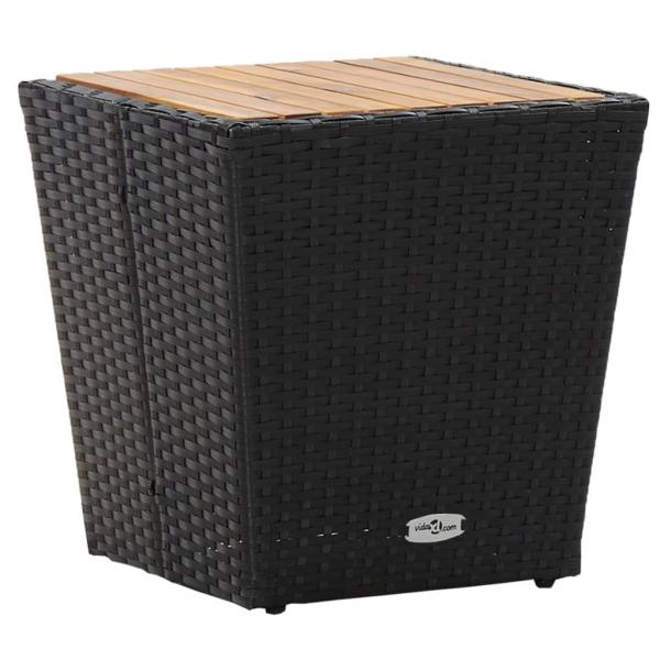 ARDEBO.de - Beistelltisch Schwarz 41,5×41,5×43 cm Poly Rattan & Massivholz