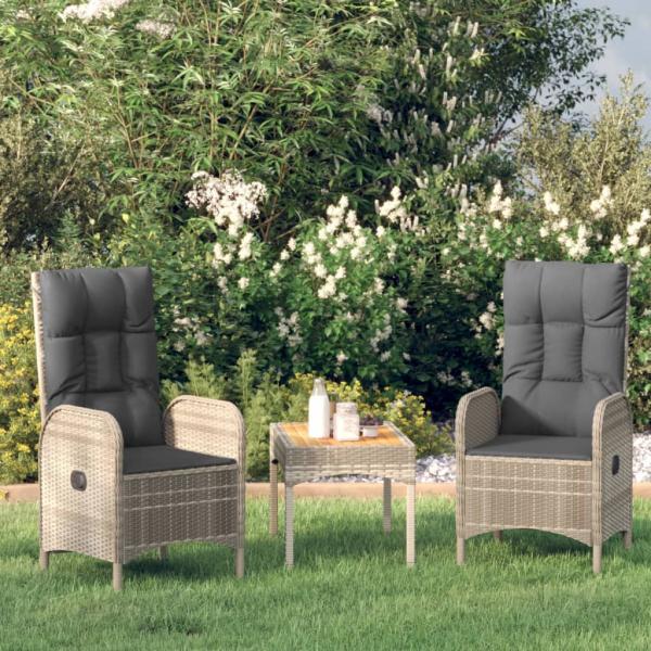 ARDEBO.de - Gartenstühle 2 Stk. Poly Rattan Grau