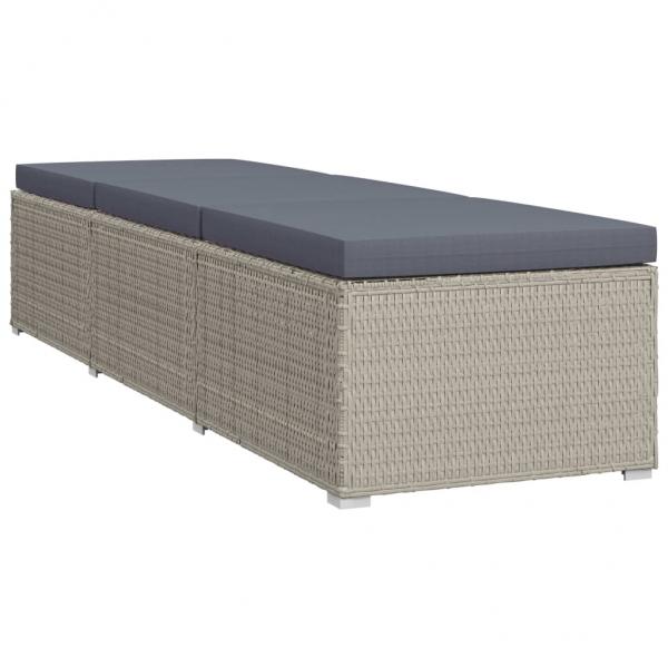 Sonnenliege mit Auflage Poly Rattan Grau