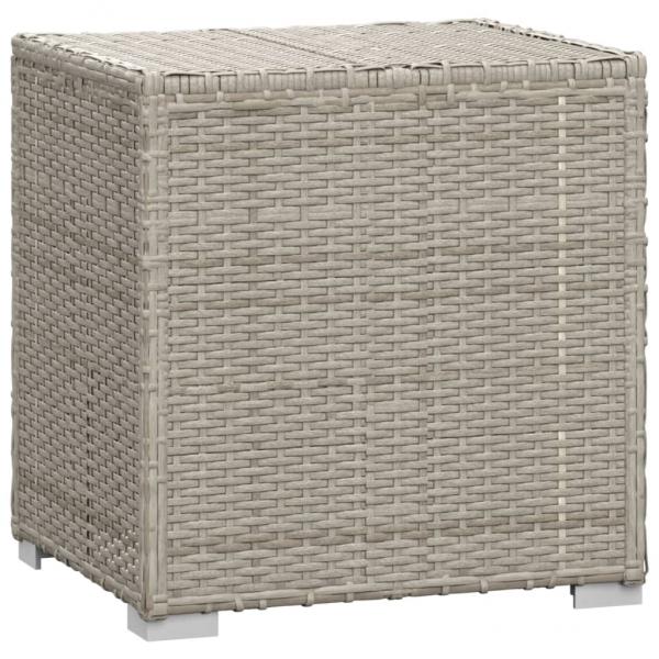 Sonnenliege mit Auflage und Teetisch Poly Rattan Grau