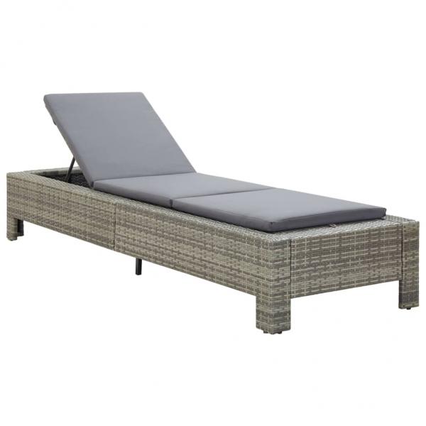 Sonnenliege mit Auflage Grau Poly Rattan 