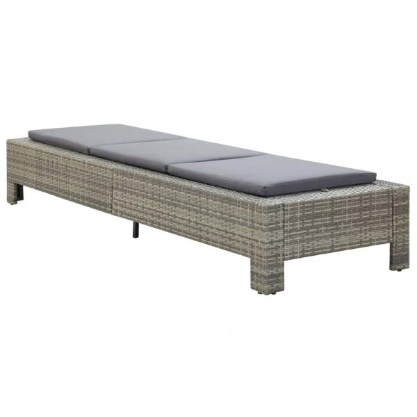 Sonnenliege mit Auflage Grau Poly Rattan 