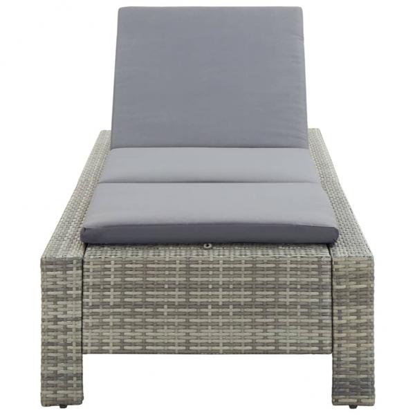 Sonnenliege mit Auflage Grau Poly Rattan 