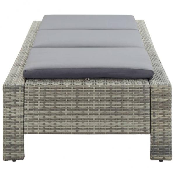 Sonnenliege mit Auflage Grau Poly Rattan 