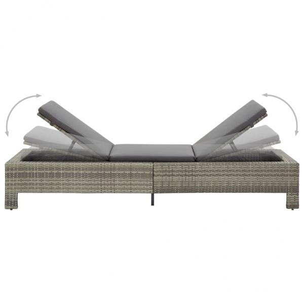 Sonnenliege mit Auflage Grau Poly Rattan 