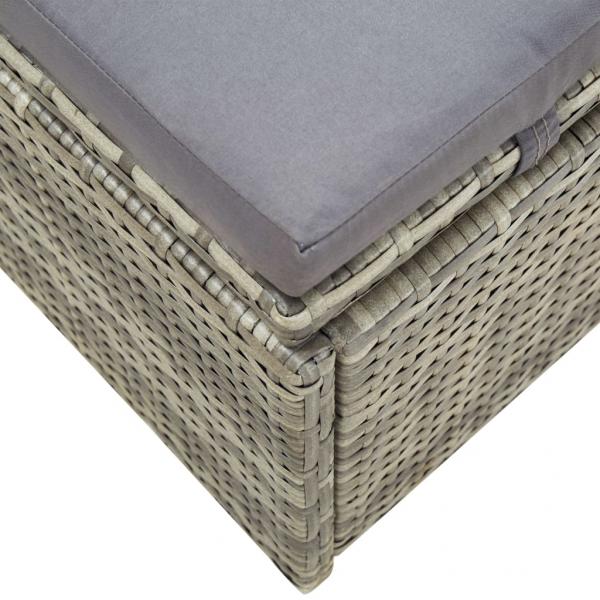 Sonnenliege mit Auflage Grau Poly Rattan 