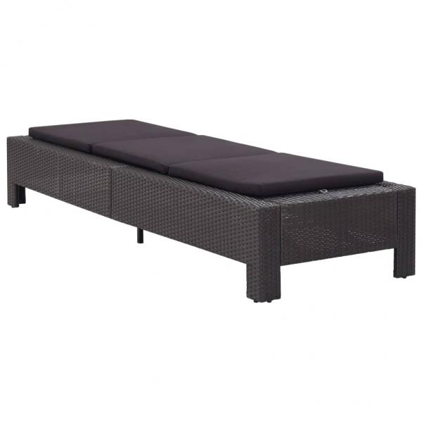 ARDEBO.de - Sonnenliege mit Auflage Schwarz Poly Rattan