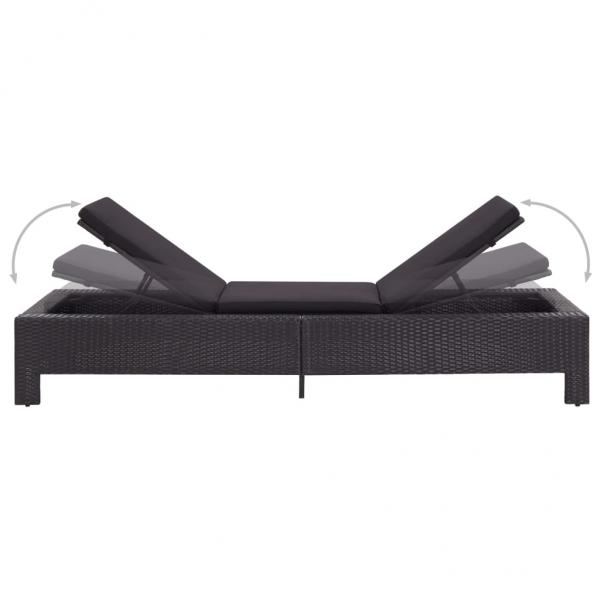 Sonnenliege mit Auflage Schwarz Poly Rattan