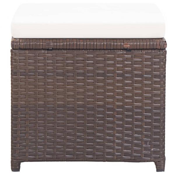 Gartenhocker 2 Stk. mit Sitzkissen Poly Rattan Braun