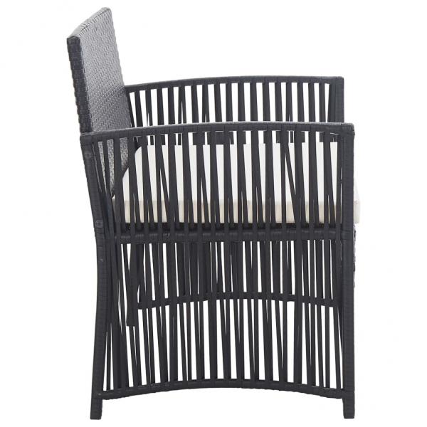 4-tlg. Garten-Lounge-Set mit Auflage Poly Rattan Schwarz