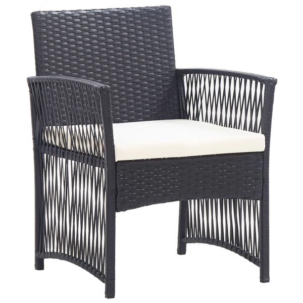 4-tlg. Garten-Lounge-Set mit Auflage Poly Rattan Schwarz