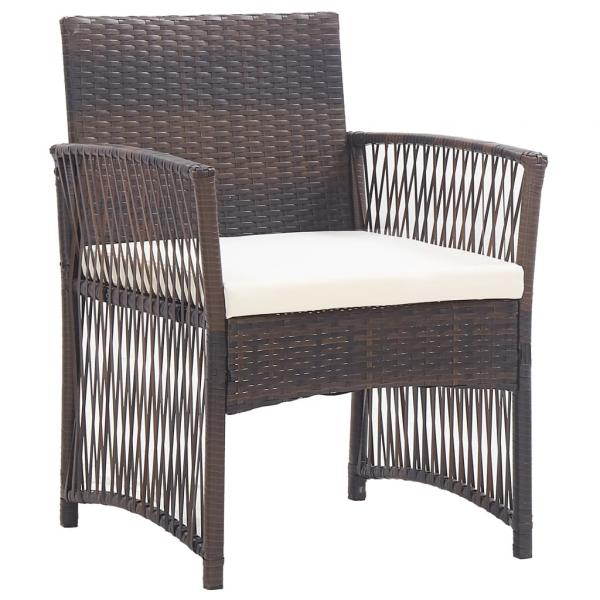 4-tlg. Garten-Lounge-Set mit Auflage Poly Rattan Braun