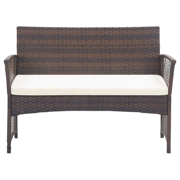 4-tlg. Garten-Lounge-Set mit Auflage Poly Rattan Braun