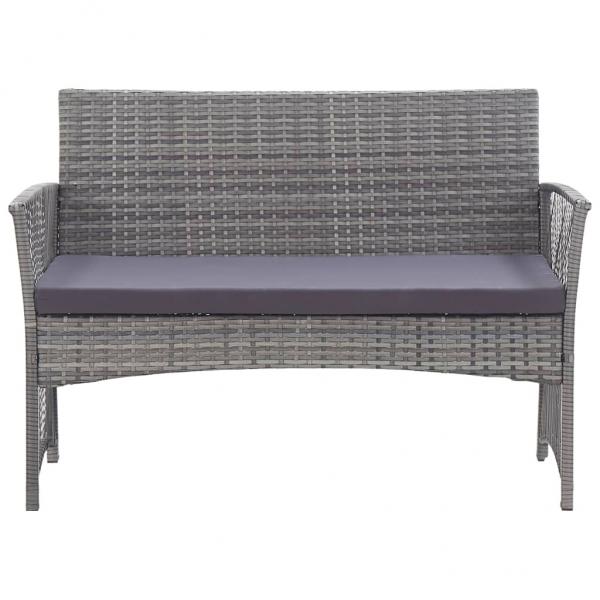 4-tlg. Garten-Lounge-Set mit Auflage Poly Rattan Anthrazit