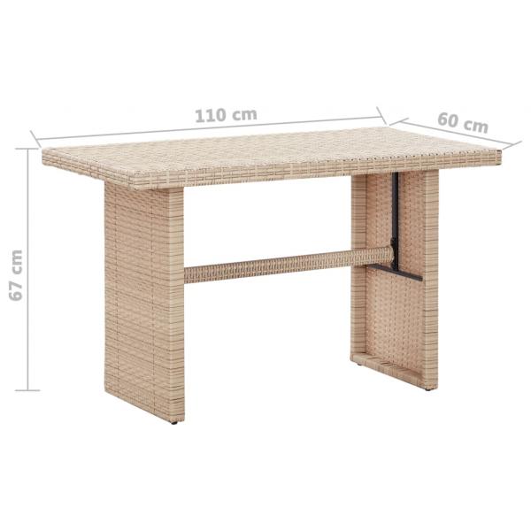 Gartentisch Beige 110x60x67 cm Poly Rattan