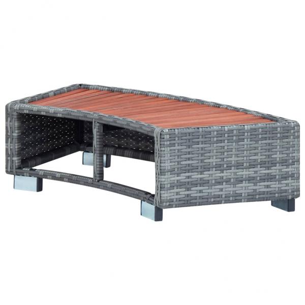 Spa-Einstiegsstufe Grau Poly Rattan 92×45×25 cm