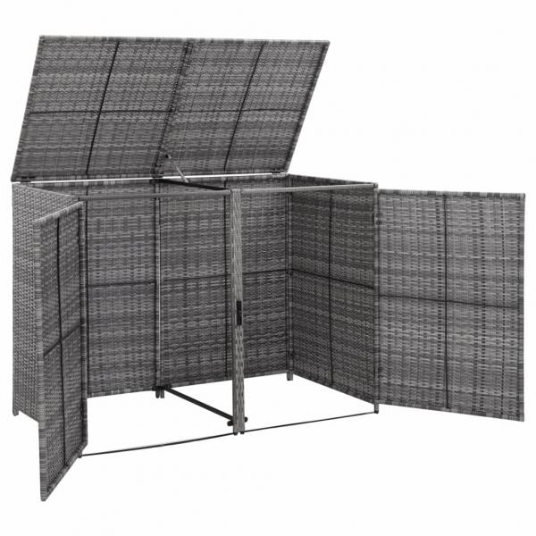 Mülltonnenbox für 2 Tonnen Poly Rattan Anthrazit 148×77×111 cm 