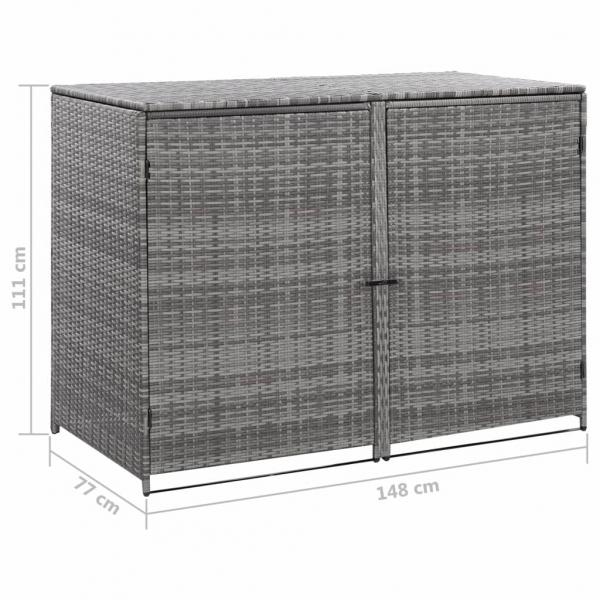 Mülltonnenbox für 2 Tonnen Poly Rattan Anthrazit 148×77×111 cm 