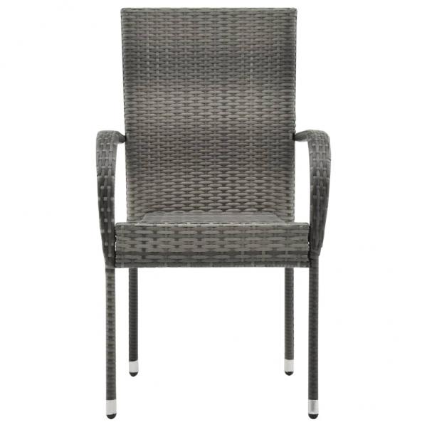 Gartenstühle Stapelbar 2 Stk. Grau Poly Rattan