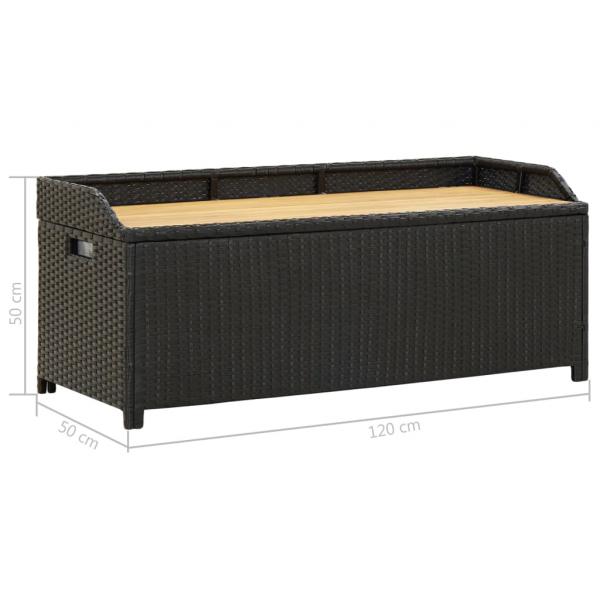 Sitzbank mit Stauraum 120 cm Poly Rattan Schwarz