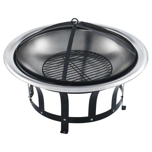 Garten-Feuerschale mit Grill Edelstahl 76 cm