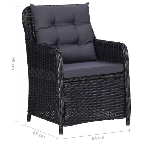 Gartenstühle 2 Stk. mit Auflagen Poly Rattan Schwarz