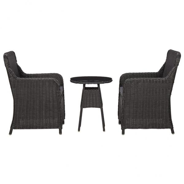 ARDEBO.de - 3-tlg. Garten-Bistro-Set mit Auflagen Poly Rattan Schwarz