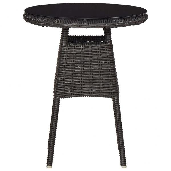 3-tlg. Garten-Bistro-Set mit Auflagen Poly Rattan Schwarz