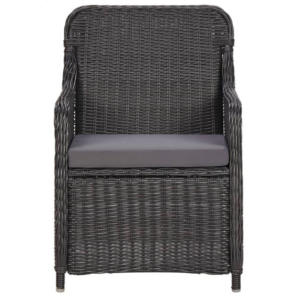 3-tlg. Garten-Bistro-Set mit Auflagen Poly Rattan Schwarz