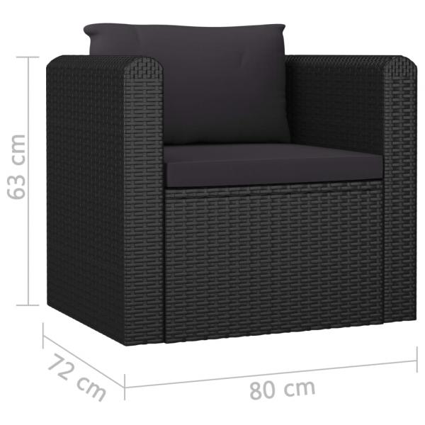 7-tlg. Garten-Lounge-Set mit Auflagen Poly Rattan Schwarz