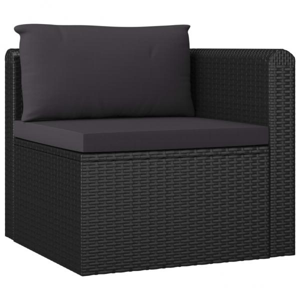 7-tlg. Garten-Lounge-Set mit Auflagen Poly Rattan Schwarz