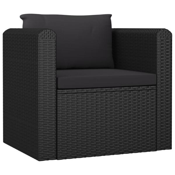 Sessel mit Auflagen Poly Rattan Schwarz