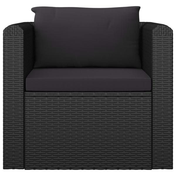 Sessel mit Auflagen Poly Rattan Schwarz