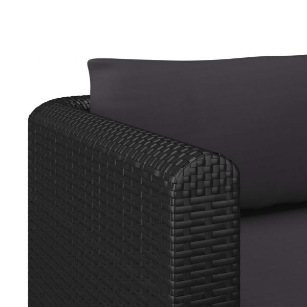 Sessel mit Auflagen Poly Rattan Schwarz