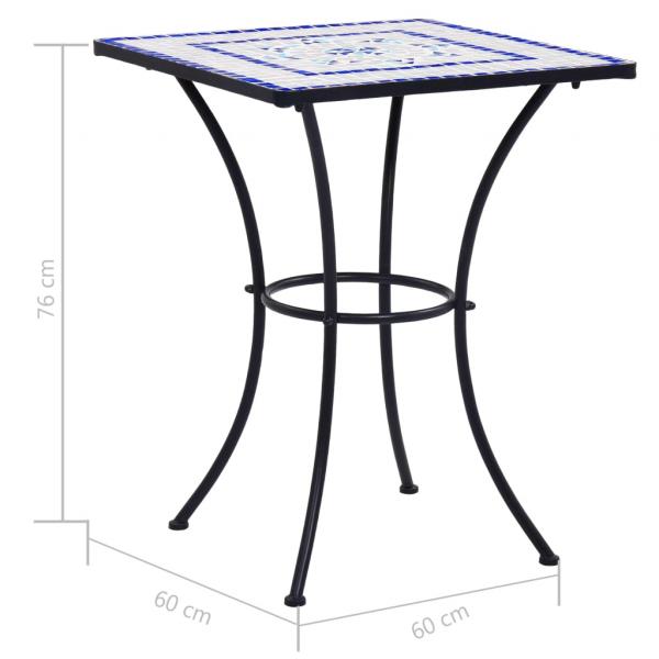 Mosaik-Bistrotisch Blau und Weiß 60 cm Keramik